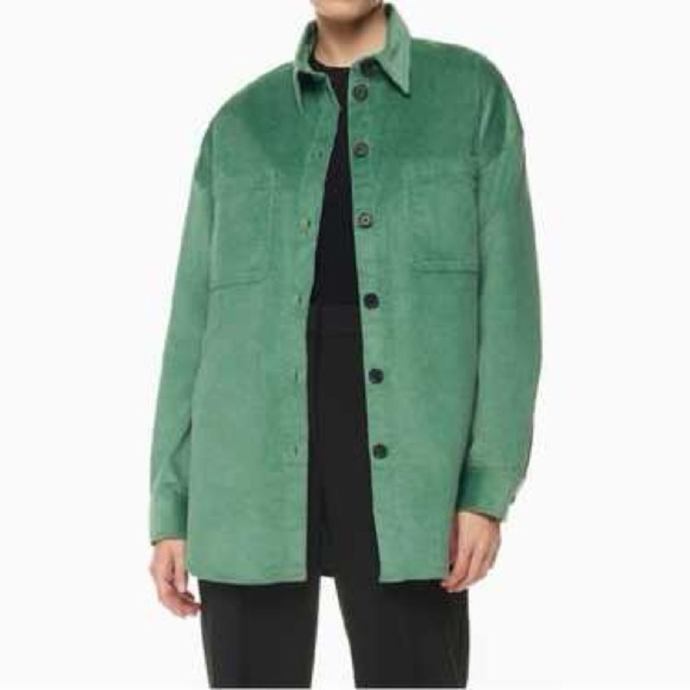 Babaton The Group Corduroy Shacket Green Button Up Shirt XXS 979